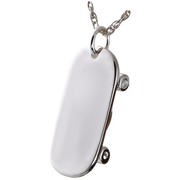 Silver Skateboard Cremation Jewelry Pendant for Cremains